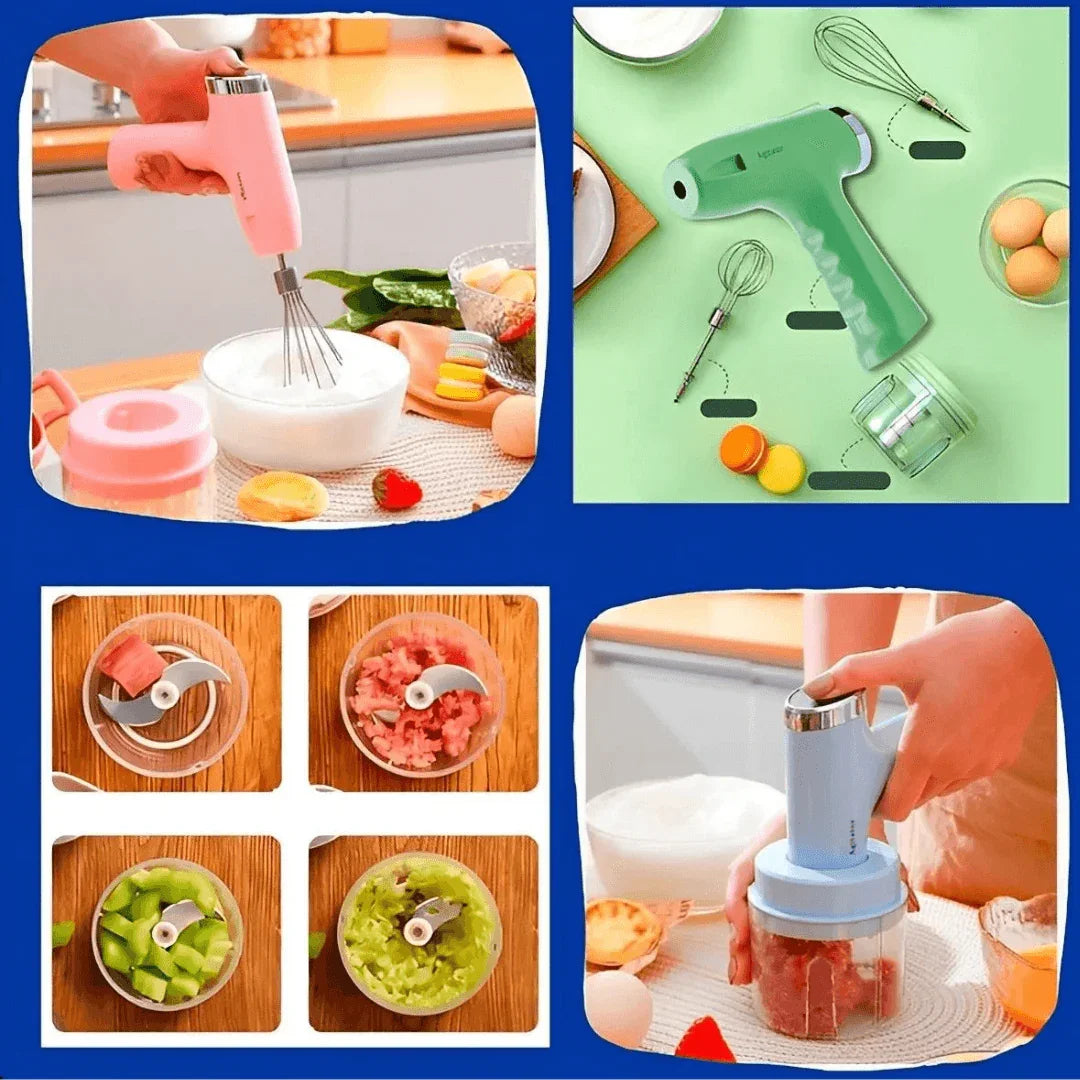 Mini Batedeira e Processador 3 em 1 Portátil