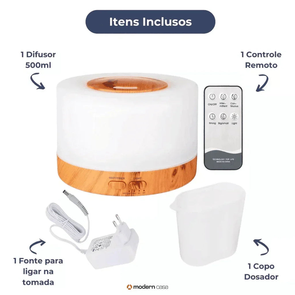 Aromatizador Umidificador Ultrassônico LED 7 Cores