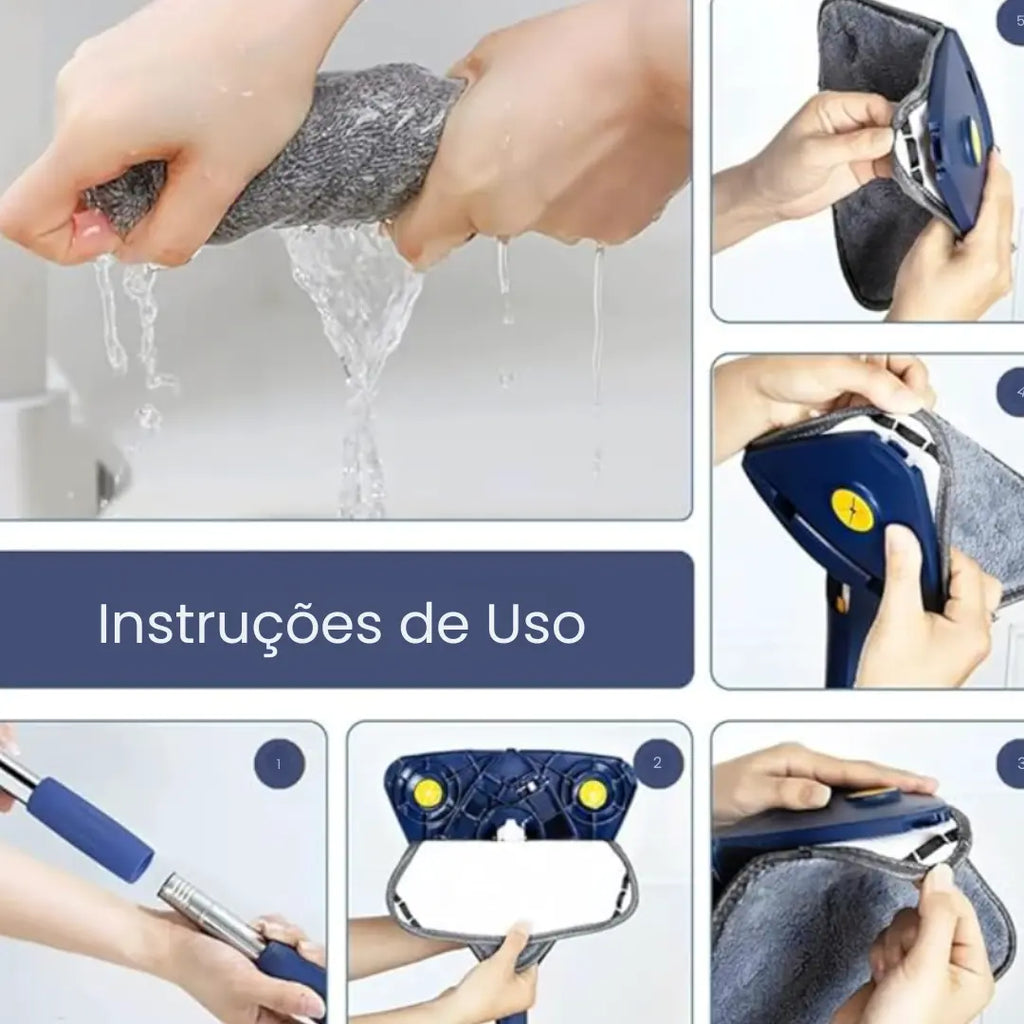 Mop de Limpeza Triangular 360° + Refil Grátis