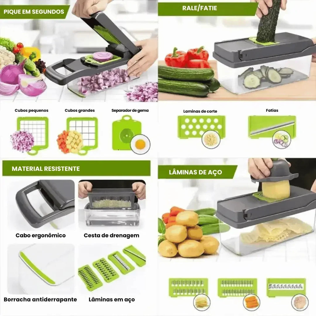 Cortador e Fatiador de Legumes Multifuncional 16 em 1