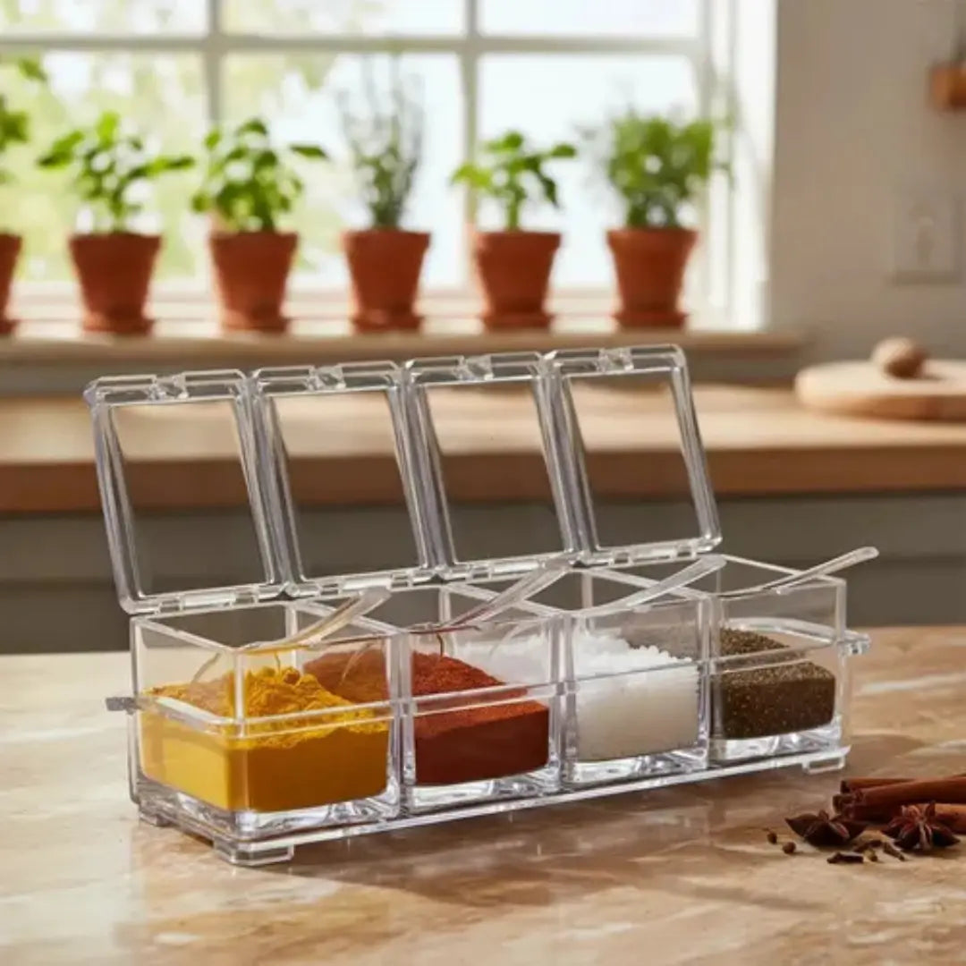 Porta Temperos e Condimentos Acrílico 4 Potes Organizadores
