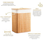 Cesto de Roupa Bambu c/ Tampa Retangular