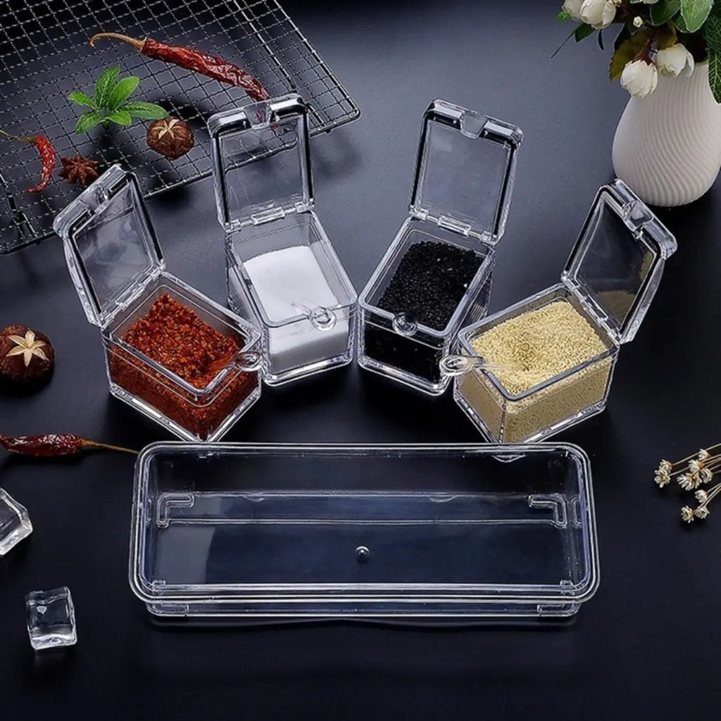 Porta Temperos e Condimentos Acrílico 4 Potes Organizadores