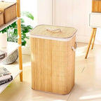 Cesto de Roupa Bambu c/ Tampa Retangular
