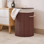 Cesto de Roupas de Bambu com Forro em Tecido