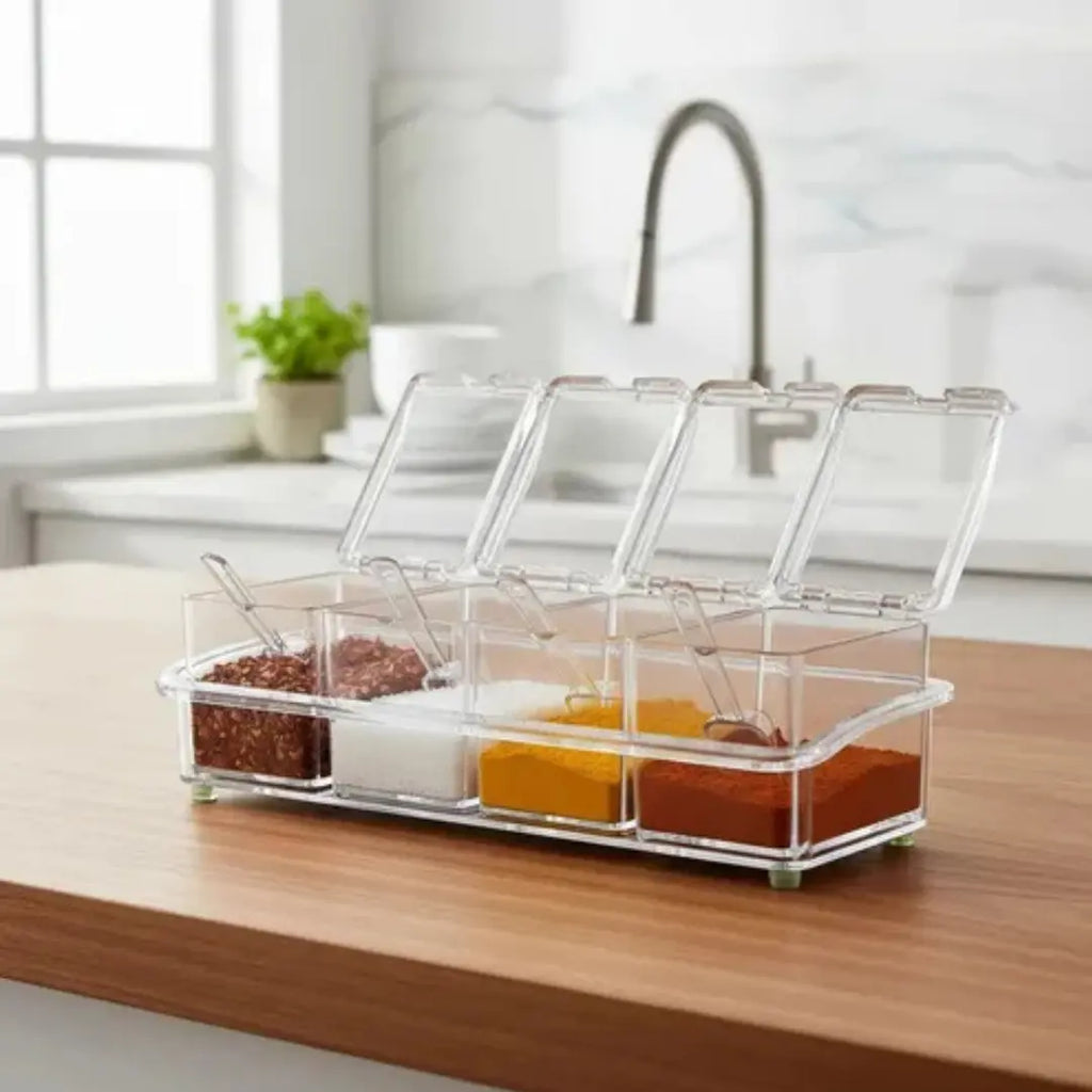 Porta Temperos e Condimentos Acrílico 4 Potes Organizadores