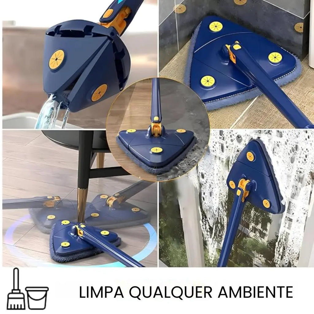 Mop de Limpeza Triangular 360° + Refil Grátis