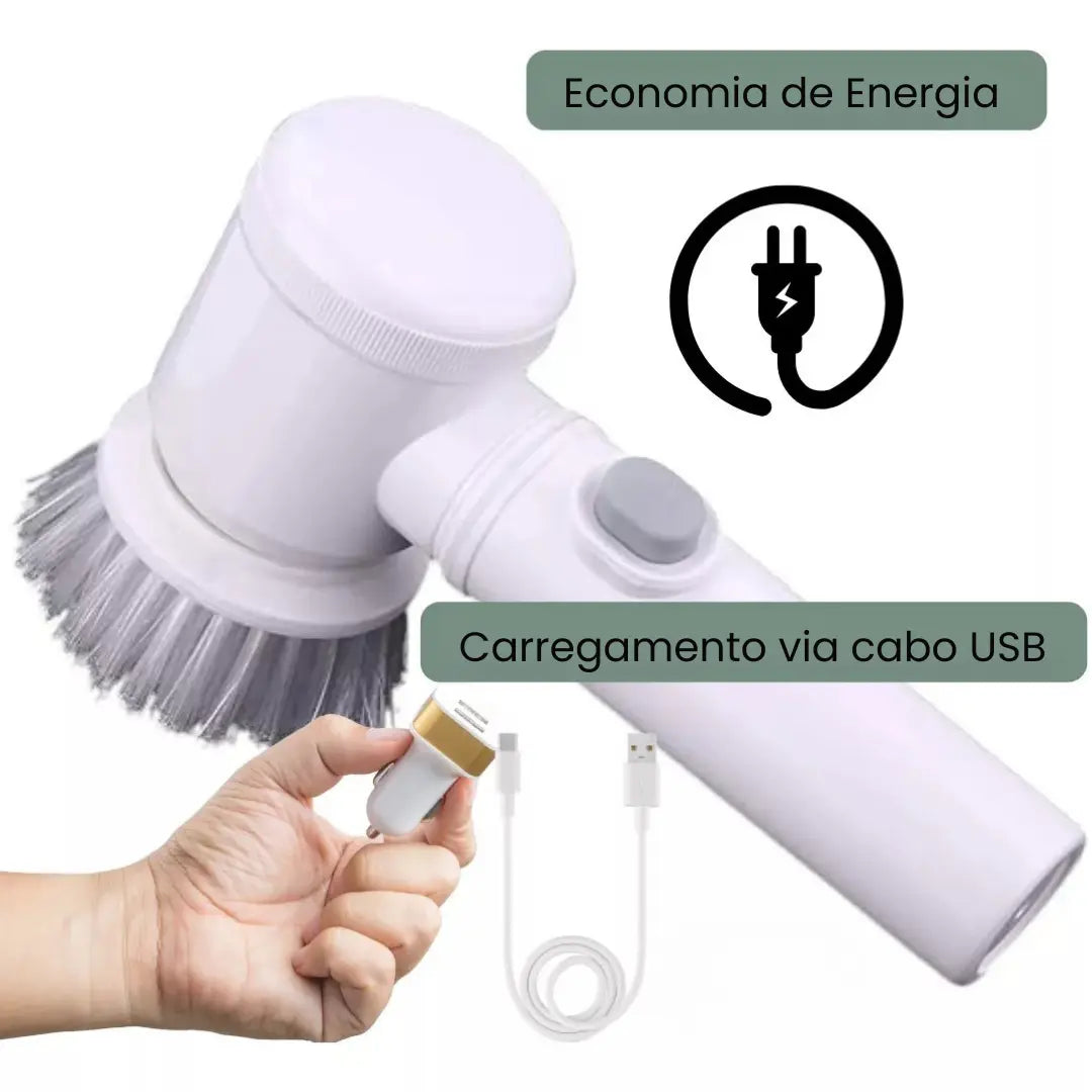 Escova de Limpeza Elétrica Multifuncional Turbo Clean