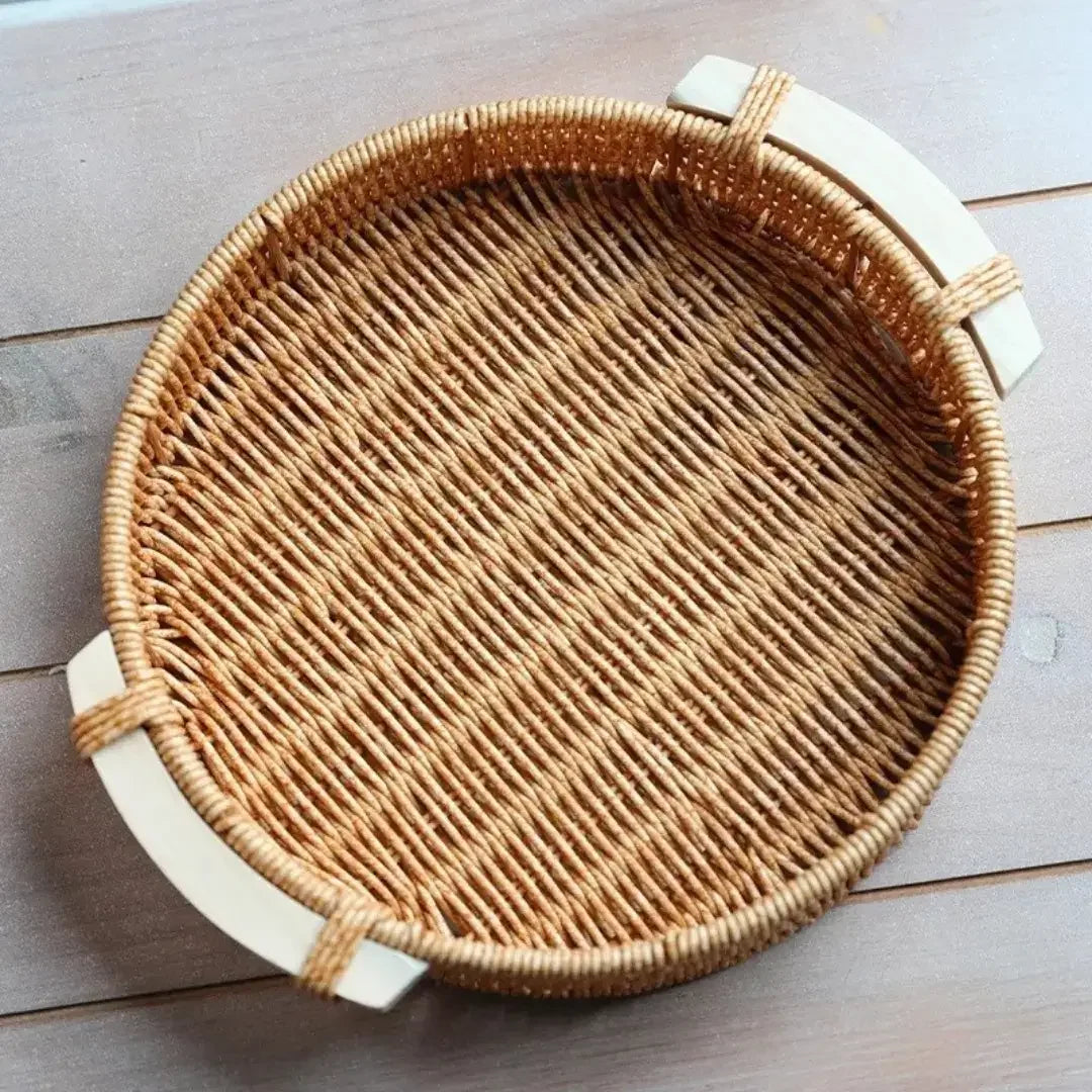 Bandeja de Servir em Vime Redonda