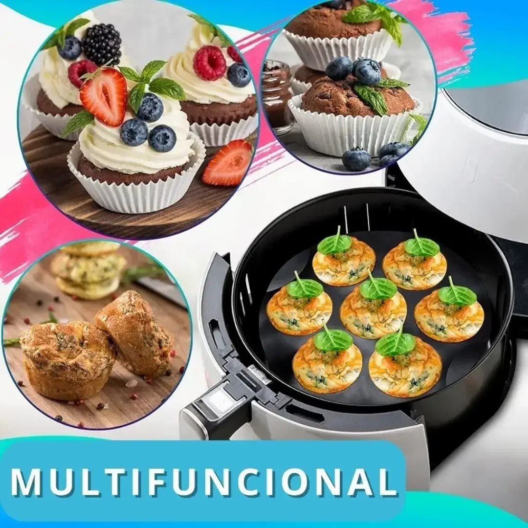 Forma Silicone Air Fryer Cupcake e Bolos Antiaderente