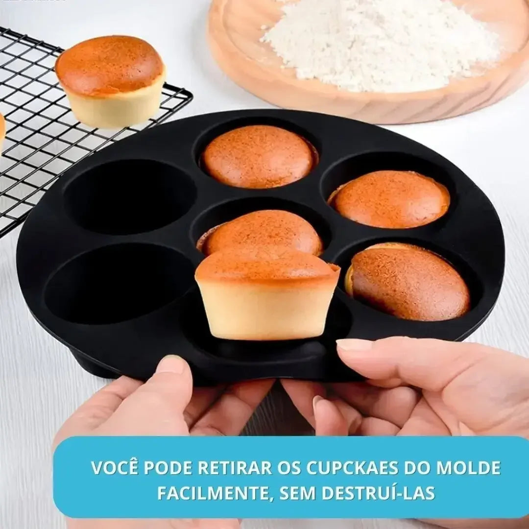 Forma Silicone Air Fryer Cupcake e Bolos Antiaderente