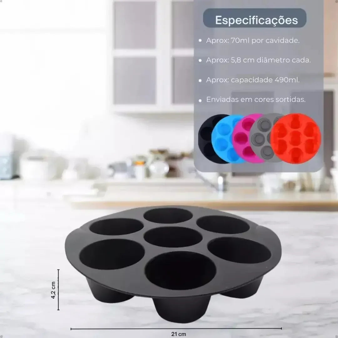 Forma Silicone Air Fryer Cupcake e Bolos Antiaderente