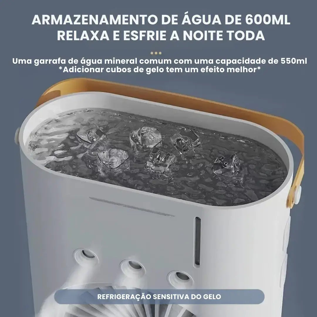 Mini Climatizador de Ar Portátil 3 em 1 USB Silencioso