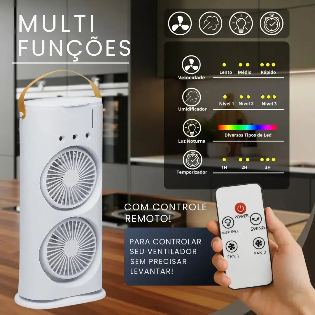 Mini Climatizador de Ar Portátil 3 em 1 USB Silencioso