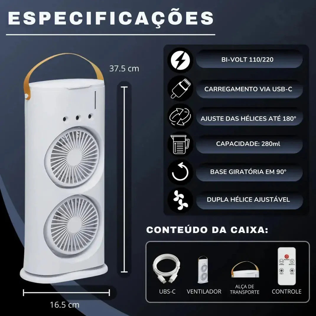 Mini Climatizador de Ar Portátil 3 em 1 USB Silencioso