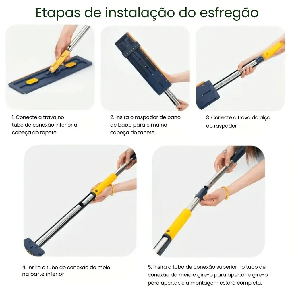 Mop de Limpeza Flat Slim 360º + Balde Retrátil