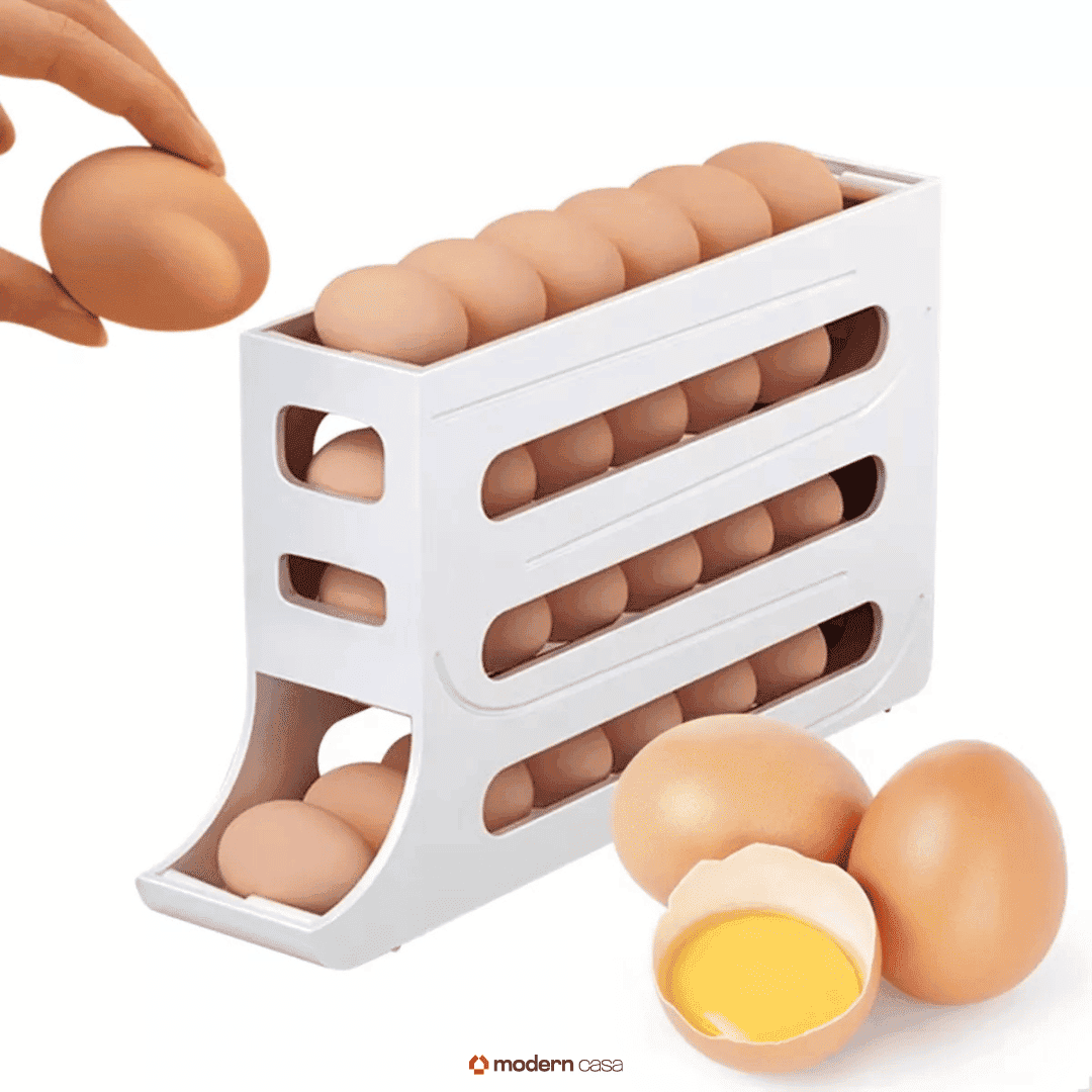 Organizador Porta-Ovos com Rolagem Automática