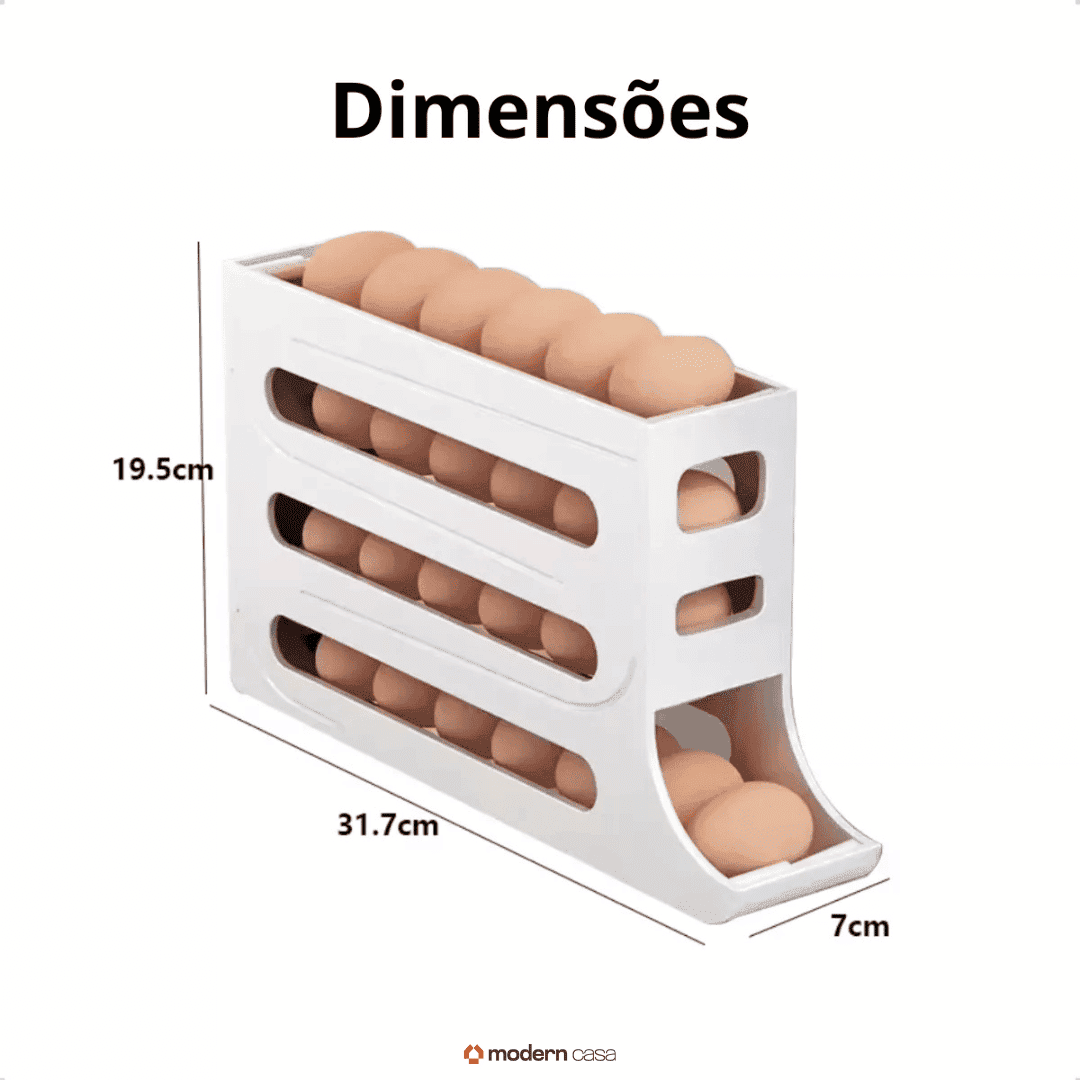 Organizador Porta-Ovos com Rolagem Automática