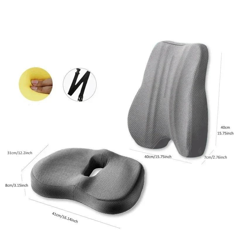 Almofada Ortopédica para Assento com Memória de Espuma - Conjunto Assento e Suporte para Cintura